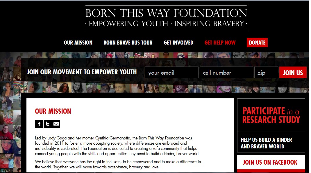 3. Born This Way Foundation a).