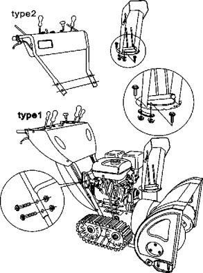 8-2) Kiinnitä sauva oikeanpuoleiseen kädensijaan. 3) Seuraava koskee 9.0/11.0/13HP-malleja telaketjuilla 1.