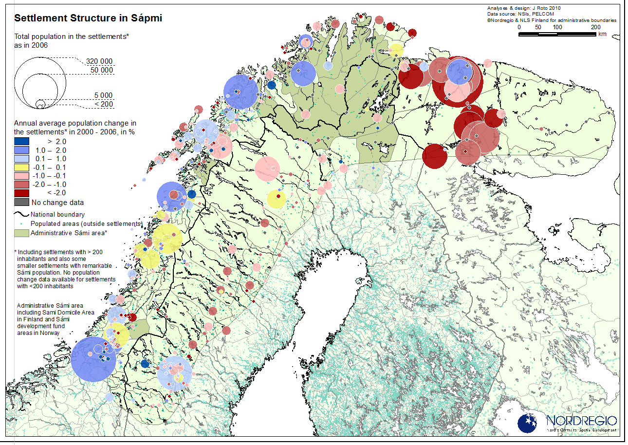 Maankäyttö ja luonnonvarat Saamenmaalla Valtaosa Saamenmaasta sijaitsee napapiriin pohjoispuolella.