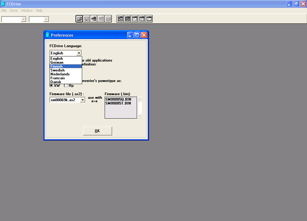 2. Valitse FCDrive Language