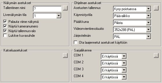 LUKU 2. ASENTAMINEN JA ASETUKSET 10 2.1.2 Ohjelma-asetukset 2.1.2.1 Näkymän asetukset Tallentimen nimi - nimi joka näkyy tallentimen ikkunoiden otsikoissa.