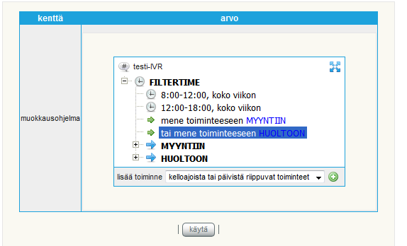 Elisa Oyj Elisa Ring 54 (64) toiminteen nimi: toiminteen voi halutessaan nimetä numero: numero kenttään syötetään alanumeron alkua, valitaan oikea numero listalta ja painetaan OK Muista