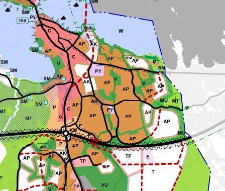 Sastamalan kaupunki 8 KUVA 12: Ote Sastamalan kaupunkirakennesuunnitelmasta, suunnittelualue ympyröity.