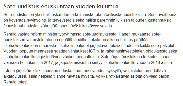 Sosiaali- ja terveyspalveluiden uudistaminen