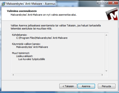 MALWAREBYTES ANTI-MALWARE 4 Valitse muut toiminnot kohdassa seuraava, jos et halua kuvaketta