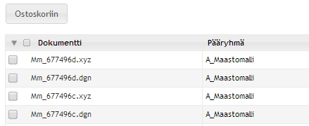 6(14) 5.2. Ostoskori Lataa tiedostoja. Hakutuloksista voit valita tiedostoja ja lisätä niitä ostoskoriin.