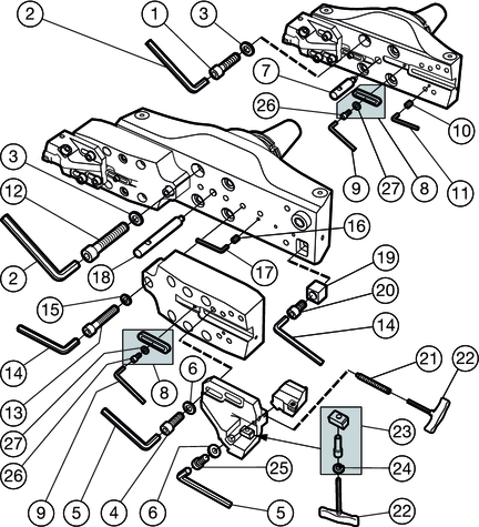 Varaosat CoroBore 820 XL Puomi 1 2 1) 3 4 5 1) Puomikoot M, N ja O Ruuvi Avain (mm) Aluslaatta Ruuvi Avain (mm) 3212 010-569 3021 010-140 (14.0) 3411 012-170 3212 010-462 3021 010-080 (8.