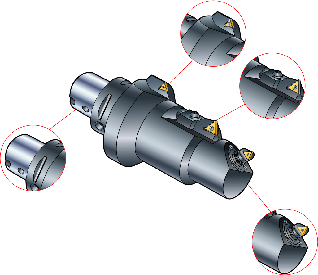 Viimeistely Coromant monikäyttöiset avarrustyökalut Avarrusjärjestelmä juuri sinun tarpeisiisi Monikäyttöiset Coromant -avarrustyökalut koostuvat rakenneyksiköistä, jotka on varustettu teräsijan