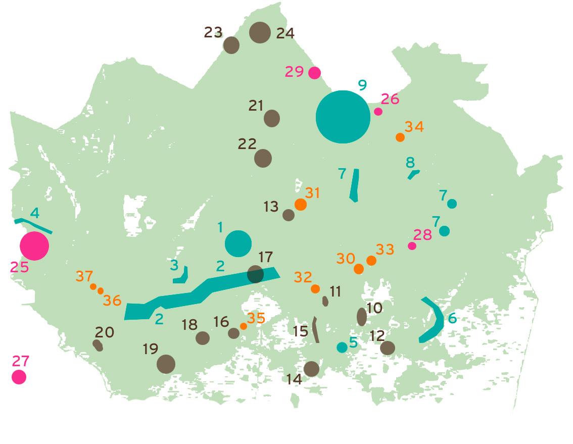 Merkittävimmät investoinnit 2015 2017 1. Lintuvaara 2. Länsi-Espoo 3. Kauniainen 4. Ämmässuo-Kolmiranta 5. Kauppatorin alue 6. Laajasalo 7. Länsi-Vantaa 8. Heidehofintie 9.