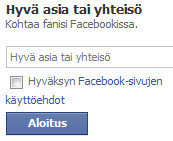 Facebook-sivun luominen 2/3 Valitse seuraavan sivun vaihtoehdoista sopivin