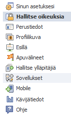 Facebook-sivun asetukset 2/3 Samalla Muokkaa sivua sivulla näkyy myös muita välilehtiä,