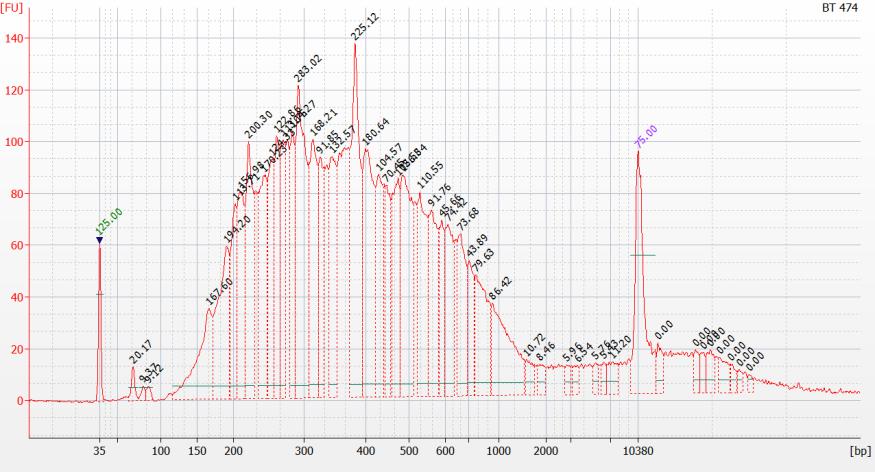 ScriptSeq v2 Fimm_x1-kirjaston Agilent High Sensitivity Chip -ajo. Kuva 13.