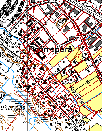 Suunnittelualue Lähin Pyörreperälle vuonna 2012 kaavoitettu asuntoalue sijoittuu Hakatien länsipuolelle Katajaojan varteen.