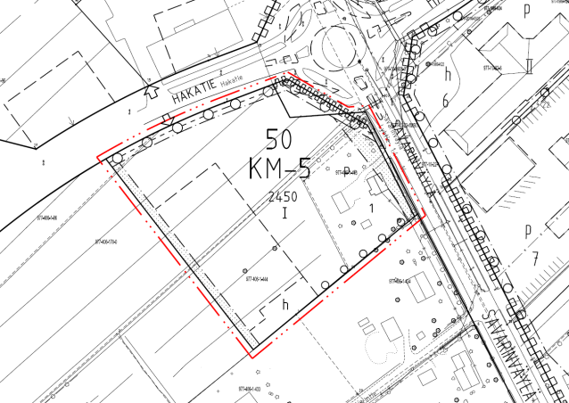 Vaihtoehto 5 Pyörreperä, Kaavaton alue Savarinväylä Hakatien ja Savarinväylän risteys Ote ajantasa-asemakaavasta, johon on n rajattu asemakaavaton suunnittelualue Vaihtoehto 5 on valittu kaupan