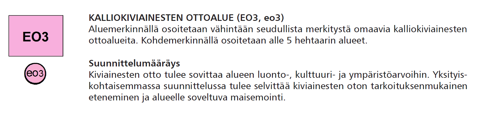 FCG SUUNNITTELU JA TEKNIIKKA OY Kaavaselostus 13 (83) Suunnittelualueen länsi- ja itäpuolella sijaitsee kalliokiviainesten ottoalueita, EO3.