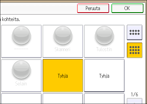 [Pääsivu]-näytön käyttäminen 8. Valitse painike, jossa lukee [Tyhjä]. 9. Paina [OK]. 10.