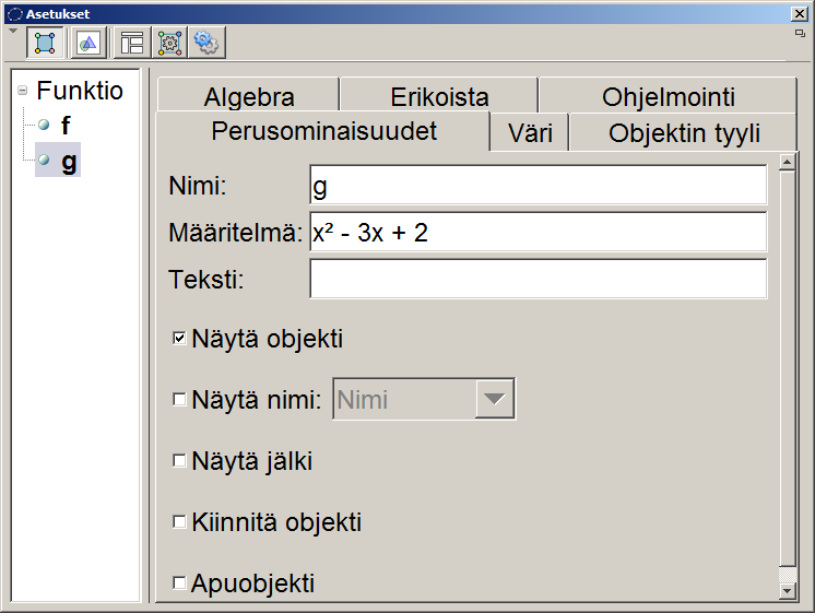 4. Kuvaajan värin muuttaminen Kuvaajan väriä ja paksuutta on mahdollista muuttaa. Kuvaaja on myös mahdollista piirtää katkoviivalla yhtenäisen viivan sijaan. 4.1.