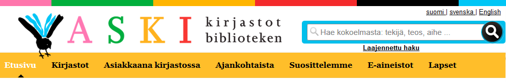 8.1.3 Sivuston ulkoasu ja käyttöliittymän kuvakkeet ICDL:n ulkoasu viittaa vahvasti lastenkirjastoon ja lasten käytettäväksi suunniteltuun kirjastoon. Sivuston ylälaidan otsikko (kuva 7) on värikäs.