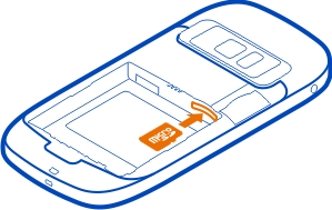 Käytön aloitus 11 Aseta muistikortti paikalleen Käytä vain yhteensopivia microsd-kortit, jotka Nokia on hyväksynyt käytettäväksi tämän laitteen kanssa.