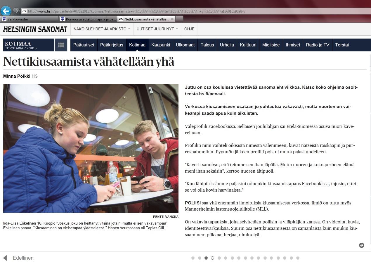 Helsingin Sanomat 7.2.2013 