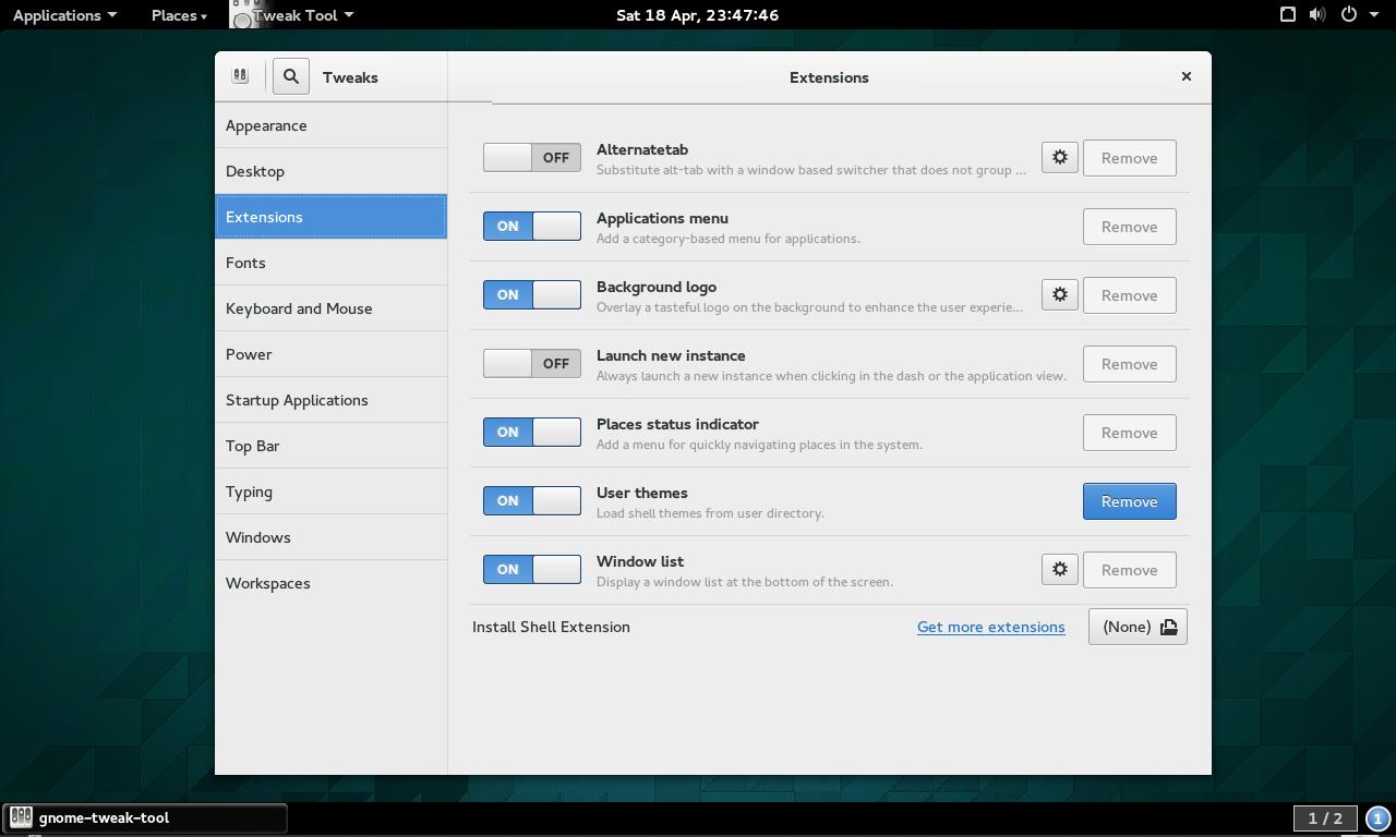 GNOME2:n kaltainen vaihtamalla activities-valikko