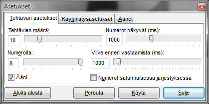 Harjoitukset 17 näyttöruudun numeropainikkeissa olevaa kysymysmerkkiä. Tämä painike ei kuitenkaan ole aktiivinen ennen kuin hän on itse yrittänyt vastata ainakin yhden kerran.