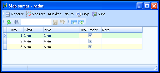 RATOJEN SIDONTA SARJOIHIN OE2010:ssä käytetään kuntosuunnistuksissa toimintamallia, jossa tulokset tehdään pelkästään radoittain, tällöin ei tarvitse sarjoille kertoa mitä rataa ne käyttävät