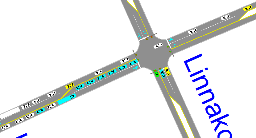 51 L102:ssa lännestä tuleville vasemmalle kääntyville L104:ssa sekä lännestä että idästä tuleville vasemmalle kääntyville L105:ssä idästä tuleville vasemmalle kääntyville L106:ssa sekä lännestä että