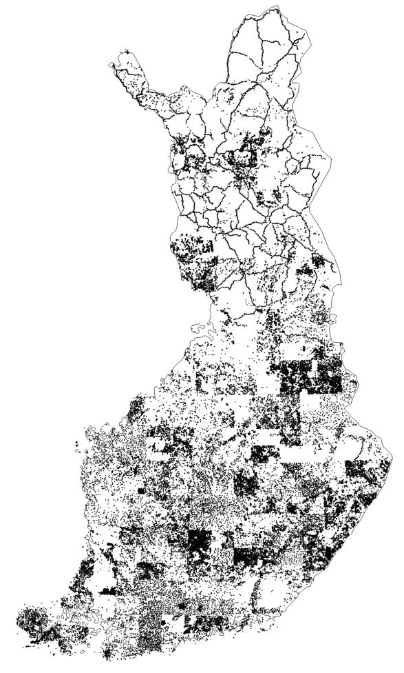 Figure. 1. Simplified geological map (scale 1:10M) of Finland (Korsman et al., 1997) and a map of GTK's petrophysical sample locations. 2.