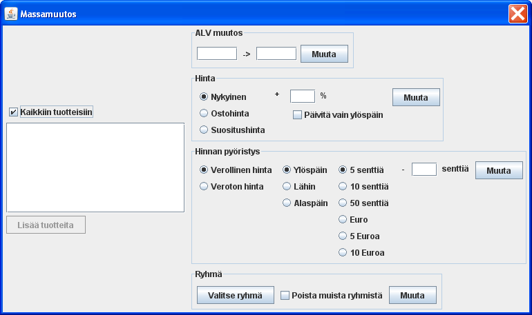 Ver. 2.2 KÄYTTÖOHJE MavaSoft-kayttoohje.docx Sivu 11/35 Tuotekohtaisesti voidaan määritellä myös osto- ja myyntitilinumero. Näihin kannattaa laittaa tiliöintinumero vain tiettyä tarkoitusta varten.