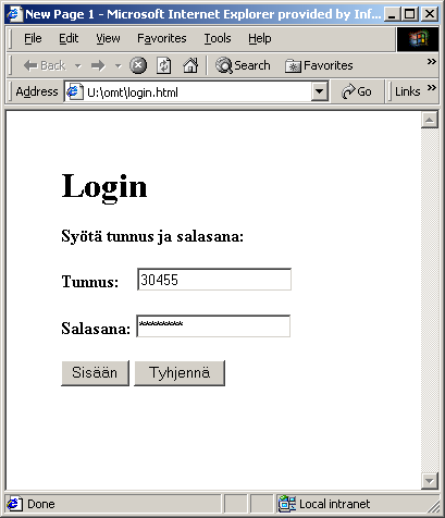 3 Visualisointi 3.1 Login-sivu Kuva 2: Login-sivu. 3.2 Haku-sivu Hakusivu on sovelluksen pääsivu, joka aukeaa sisäänkirjautumisen jälkeen.