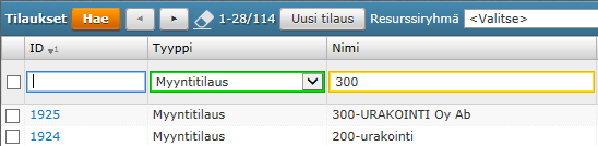 Hakuehtoja sekä tallennettavia tietoja korostavia värejä on lisätty. Jatkossa värit ilmaisevat myös muutetut tiedot sekä voimassa olevat listanäkymän hakuehdot. Tästä on apua mm.