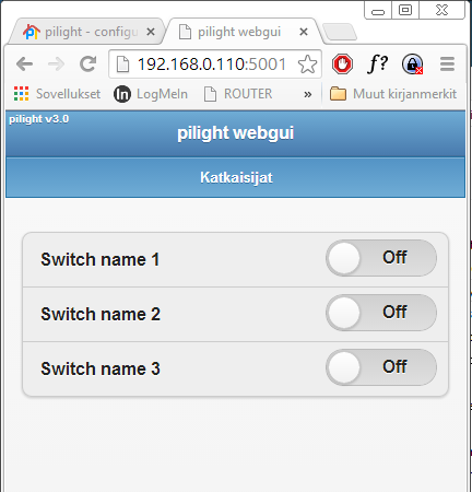 3 Automaatio. Ohjeistuksessa opetetaan liittämään laitteita Raspberry Pi:n GPIO liitäntöihin, sekä määritetään ohjelmia käyttämään niitä. Ohjeen jälkeen voidaan lähettää ja vastaanottaa RF-komentoja.