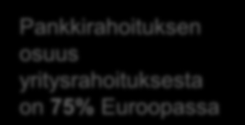 Eurooppalaiset yritykset tarvitsevat vaihtoehtoisia rahoitusmuotoja Pankkirahoitusta on suhteellisen hyvin saatavilla korkealuokkaisille yrityksille, mutta eurooppalaisen pankkisektorin