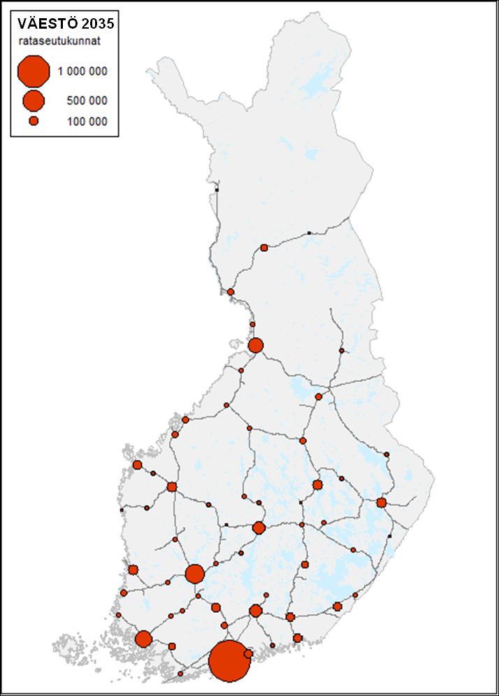 3 VAIHTOEHDOT 3.1 Aluerakenne ja maankäyttöennuste Tämän tarkastelun liikenne-ennusteet perustuvat Tilastokeskuksen vuonna 2009 julkaistuun kuntakohtaiseen väestöennusteeseen vuodelle 2035 (kts.