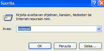 Windowsissa Käynnistä suorita