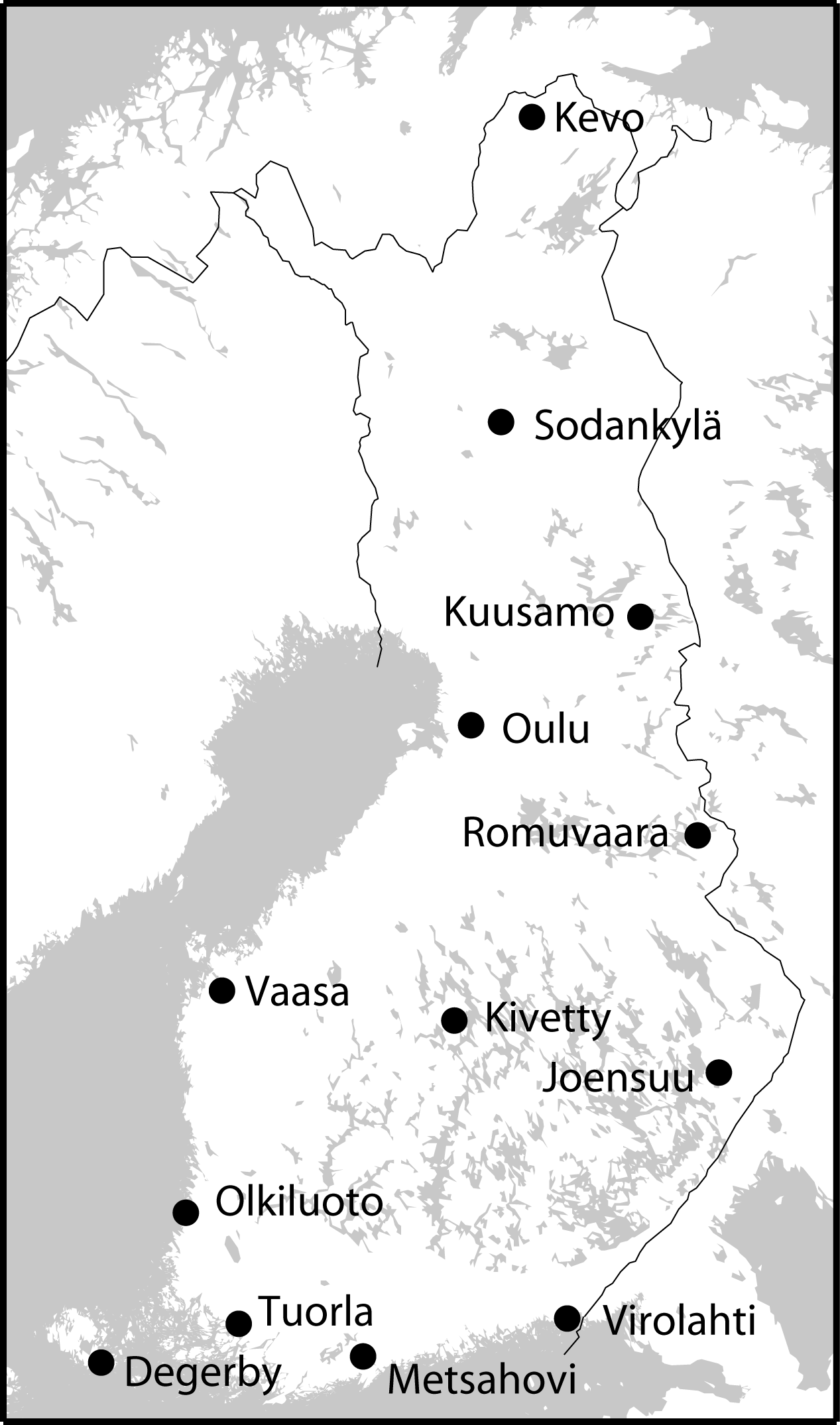 8 2 Suomen pysyvä GPS-verkko FinnRef 2.1 FinnRef-asemat 2.1.1 Asemien sijainti Geodeettisen laitoksen ylläpitämä FinnRef-verkko käsittää 13 pysyvää GPS-asemaa.