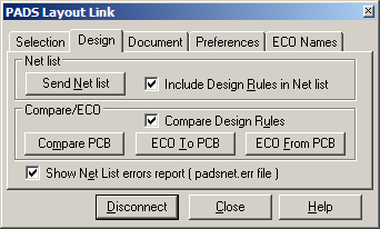 PADS Locic -piirikaavion linkitys PADS Layout:iin : Avaa piirikaavio - TOOLS -> PADS Layout - Valitse NEW ( Avaa uuden PADS Layout:n ) - Valitse DESIGN - Valitse SEND NETLIST ( Lähetä kytkentälista )