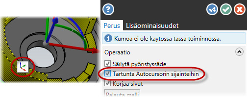 PYSTYSUORAN SEINÄMÄN KÄÄNTÄMINEN 61 5 Näppäile -10 ja paina kaksi kertaa [Enter]. Akseliston X-akseli kiertyy seinämän portin keskelle kuten kuvassa (päältä-kuvannossa).