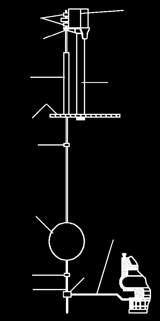 Asennus 4 3 2 5 1 7 6 Kuva 5: Uimurin, tangon ja kytkimen sijainti: 1. Peitelevyn (A) halkaisija 2. Säde (B) 3. Pumpun CL 4. Säde 178,0 mm (7,0 tuumaa) 5.