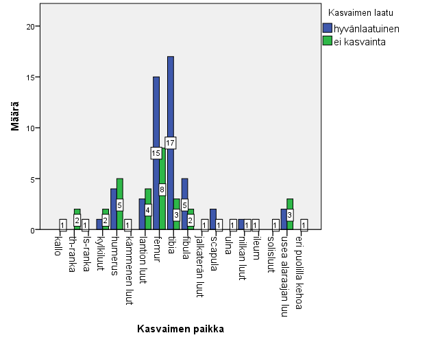 64 Sääriluussa näistä luumuutoksista ilmeni 3 ja pohjeluussa 2. Alaraajoissa tuumorin kaltaisia luumuutoksia esiintyi yhteensä 13 (36%).