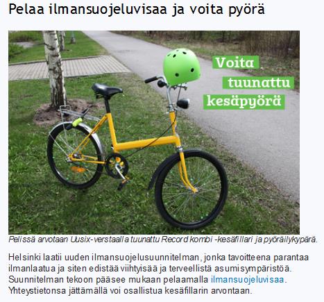 Pelaa 11.6. mennessä osoitteessa: www.hel.fi/ymk!