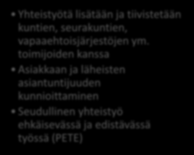 Tavoitteet Puheeksiottamisen ja osaamisen lisääminen ja kehittäminen Aavan työntekijöillä on halu ja kyky ottaa mielenterveys- ja päihdeasiat puheeksi, tunnistaa haittoja, tukea ja tarvittaessa