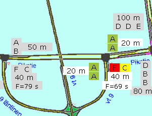 18 / 22 Kartanomäenkadun/Myrskylinnankadun liittymän länsi itä suuntaisen liikenteen rajoittaminen kuvan 21 mukaisesti ei helpota merkittävästi rampilta vasemmalle kääntymistä.