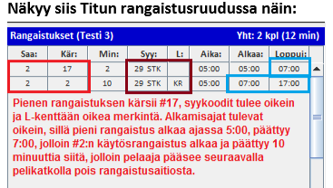 TiTu RANGAISTUKSEN merkintä Muista kärsijän nro, jos