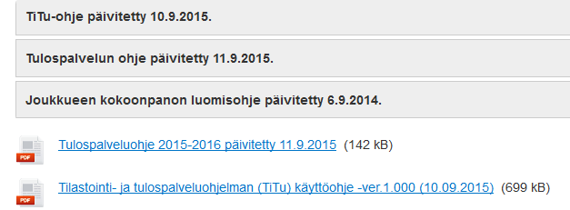 TILASTOINTI ja TULOSPALVELUOHJELMA TiTu ( Versio 1.000: 10.09.