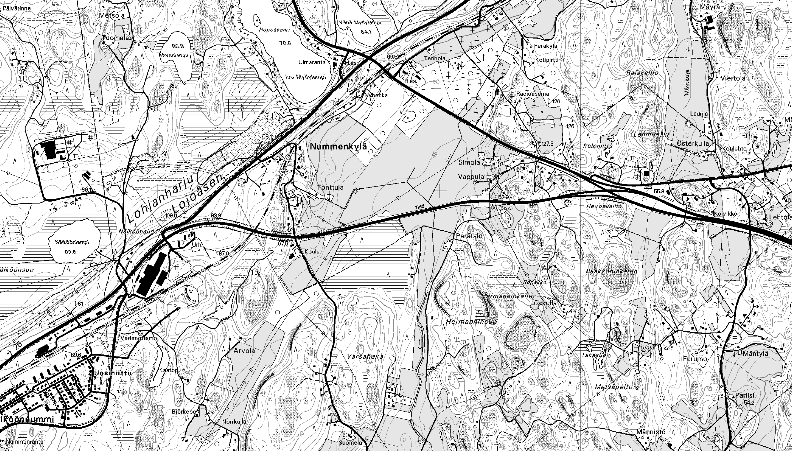 Pohjakartta (c)maanmittauslaitos, lupa nro MYY/212/01 PerusCD 201404 Sirkka-Liisa Seppälä 2006 Peruskarttaote 1:20 000, Nummenkylä LOHJA,