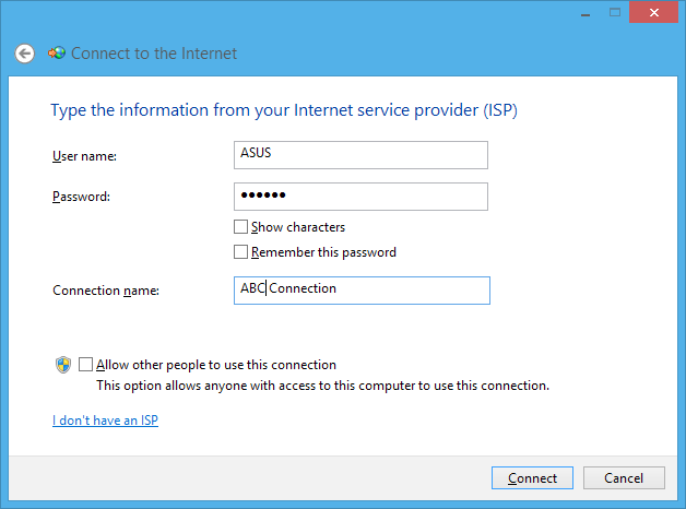 9. Napauta Broadband (PPPoE) (Laajakaista (PPPoE)). 10. Näppäile Käyttäjänimi, Salasana ja Yhteyden nimi ja napauta sitten Connect (Yhdistä). 11. Napauta Close (Sulje) päättääksesi määrityksen. 12.