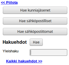 10 (37) 2.4.1. Hakuehdot Hakuehto-kenttiin voidaan kirjoittaa tiedot seuraavasti: Nimi-tyyppisiin kenttiin Nimi kokonaan Nimen alkukirjaimet tai alkuosa %kirjainjono Esimerkiksi %HEINO hakee