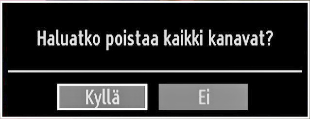 Asemien käsittely: Kanavalista TV valikoi kaikki tallennetut asemat Kanavalistassa.